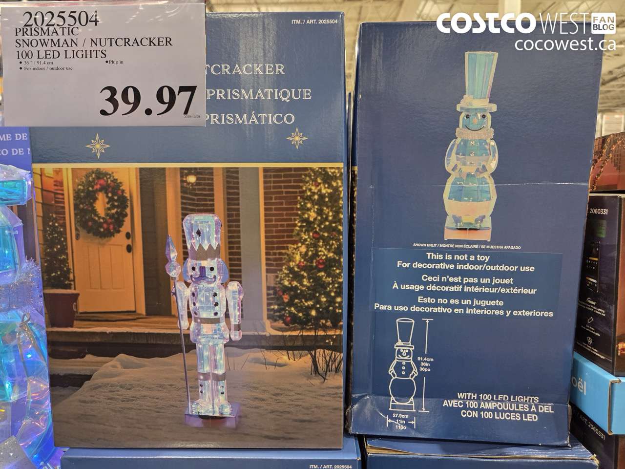 2025504 PRISMATIC SNOWMAN/NUTCRACKER 100 LED LIGHTS $39.97