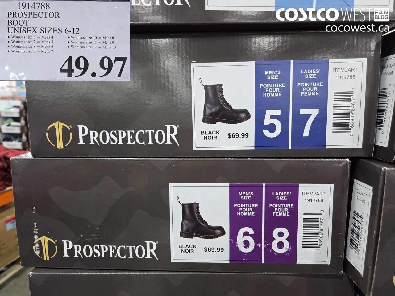 1914788 PROSPECTOR BOOT UNISEX SIZES 6-12 $49.97