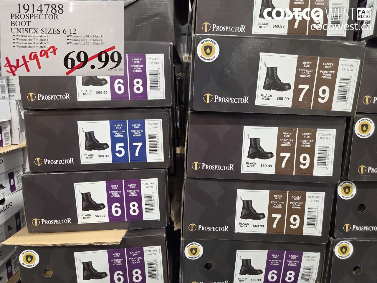 1914788 PROSPECTOR BOOT UNISEX SIZES 6-12 $49.97