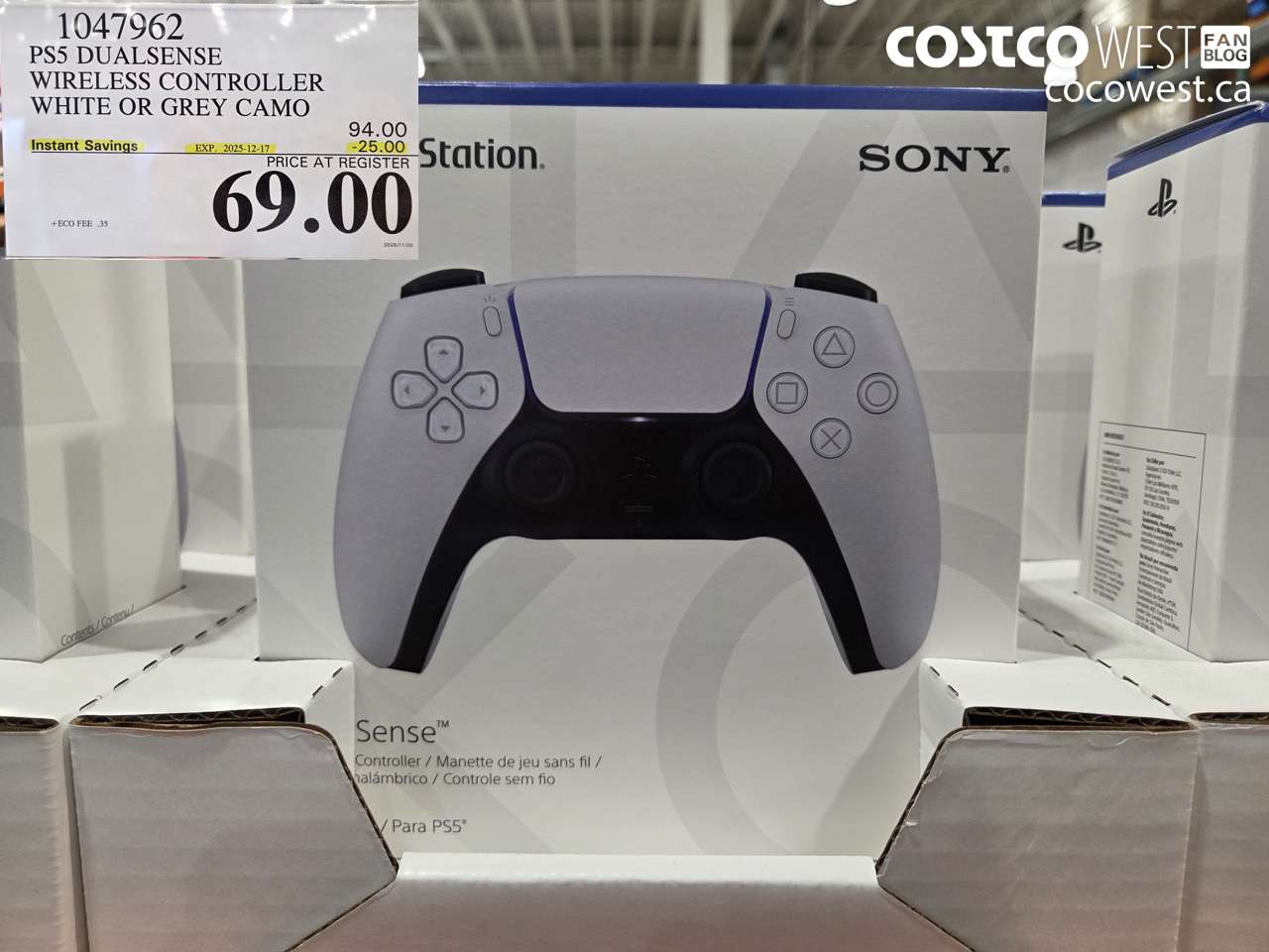 1047962 PS5 DUALSENSE WIRELESS CONTROLLER WHITE OR GREY CAMO ($25.00 INSTANT SAVINGS EXPIRES ON 2025-12-17) $69.00