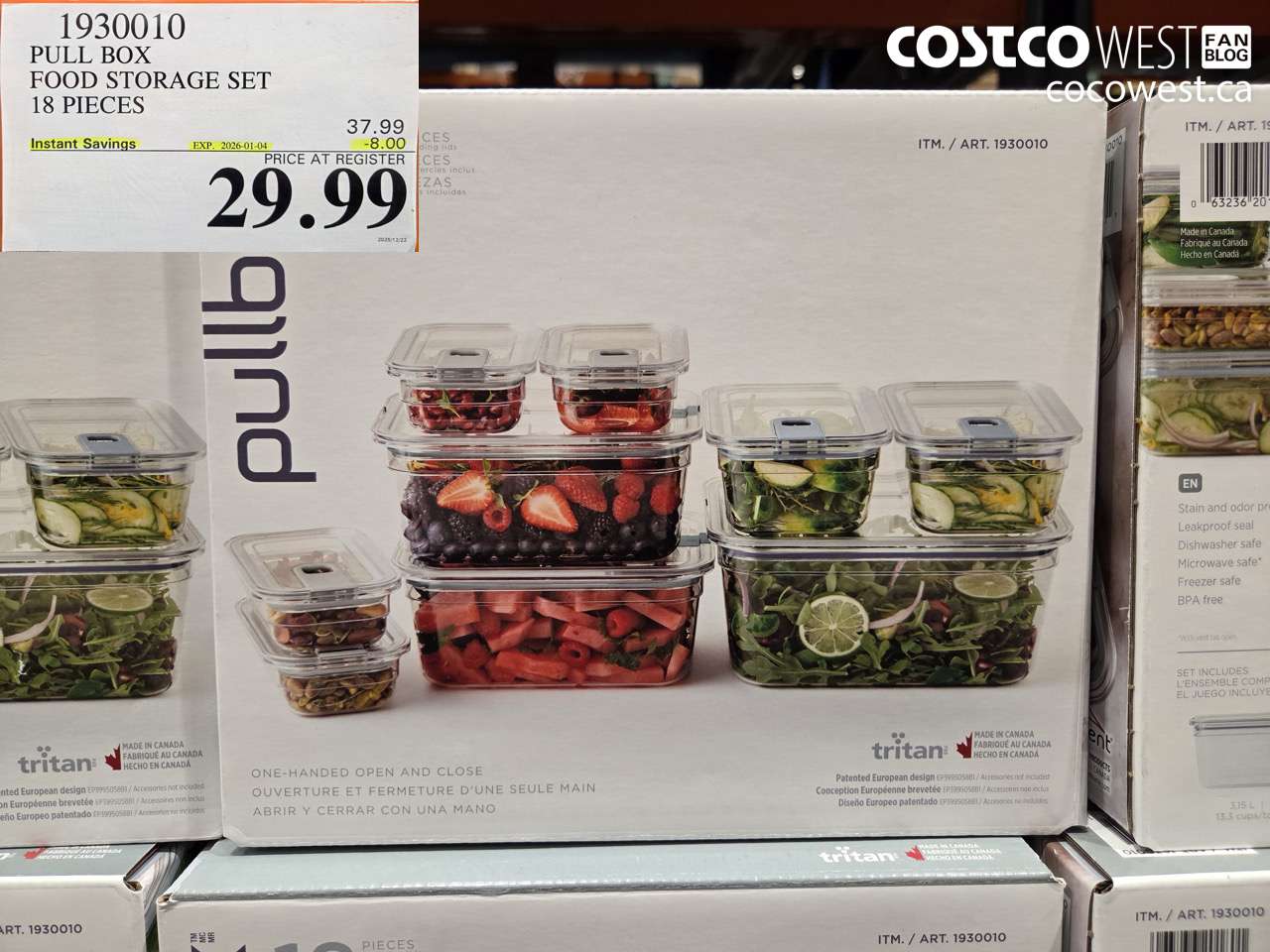 1930010 PULL BOX FOOD STORAGE SET 18 PIECES ($8.00 INSTANT SAVINGS EXPIRES ON 2026-01-04) $29.99