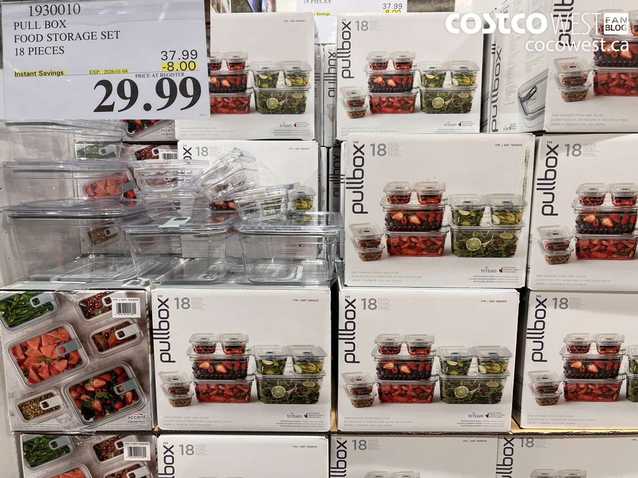 1930010 PULL BOX FOOD STORAGE SET 18 PIECES ($8.00 INSTANT SAVINGS EXPIRES ON 2026-01-04) $29.99