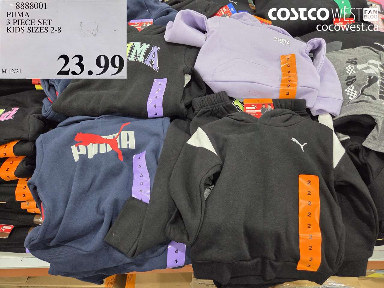 8888001 PUMA 3PC SET KIDS SIZES 2-8 $23.99