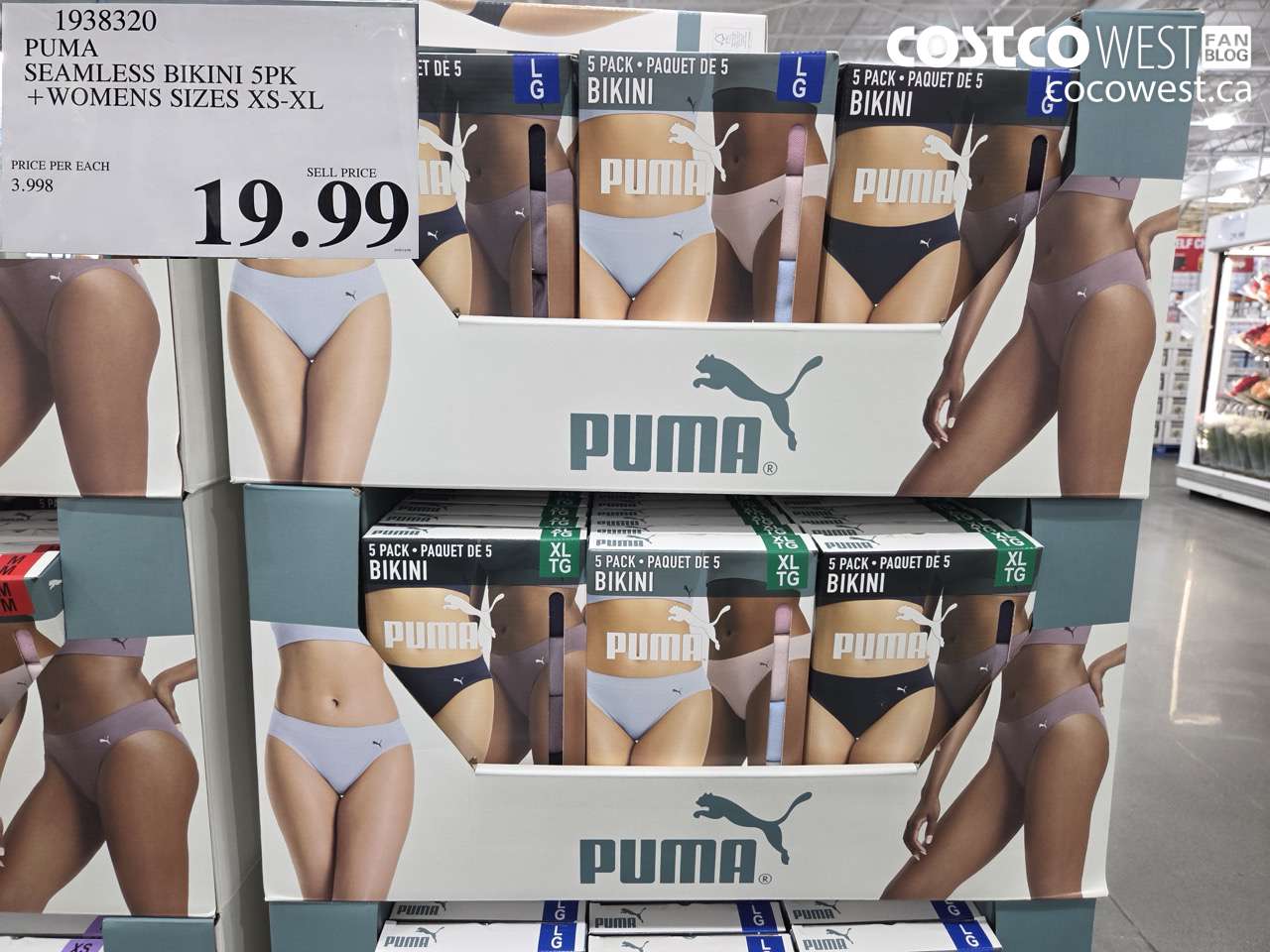 1938320 PUMA SEAMLESS BIKINI 5PK WOMENS SIZES XS-XL $19.99