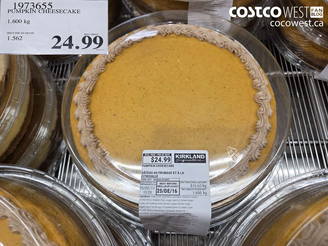 1973655 PUMPKIN CHEESECAKE 1.240 KG $24.99