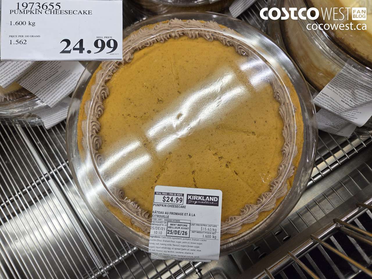 1973655 PUMPKIN CHEESECAKE 1.600 KG $24.99