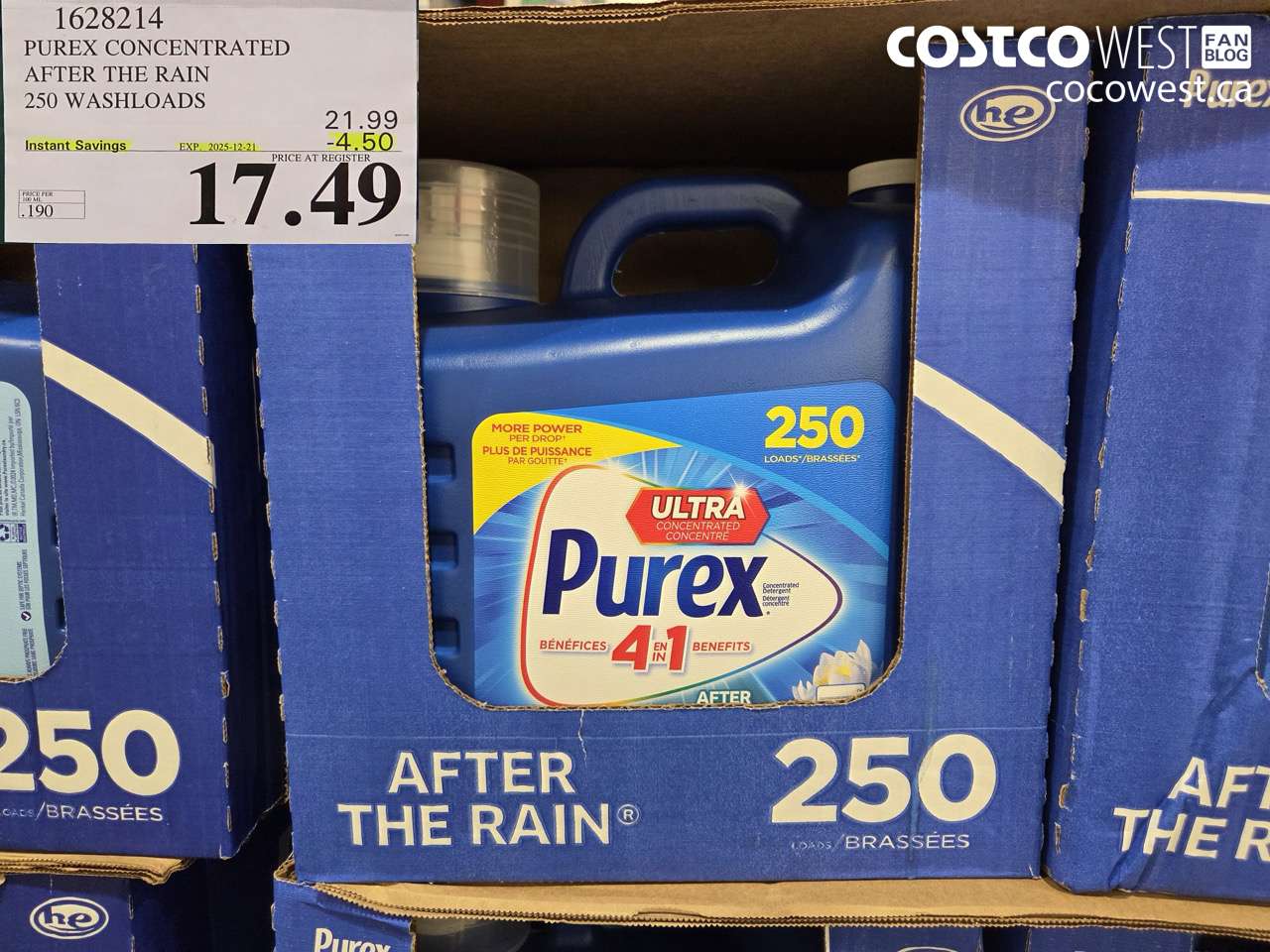 1628214 PUREX CONCENTRATED AFTER THE RAIN 250 WASHLOADS ($4.50 INSTANT SAVINGS EXPIRES ON 2025-12-21) $17.49