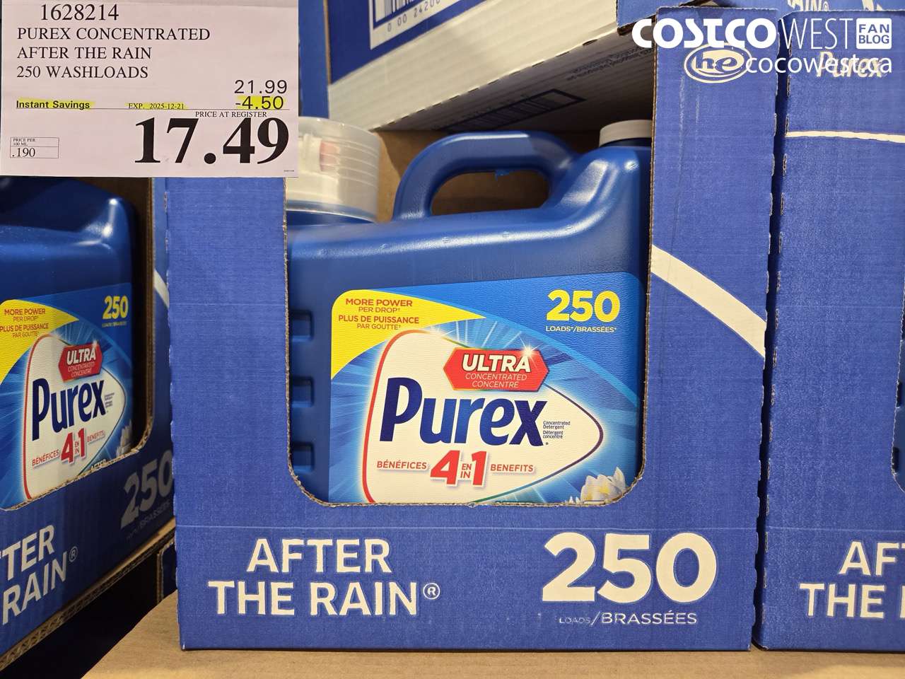 1628214 PUREX CONCENTRATED AFTER THE RAIN 250 WASHLOADS ($4.50 INSTANT SAVINGS EXPIRES ON 2025-12-21) $17.49
