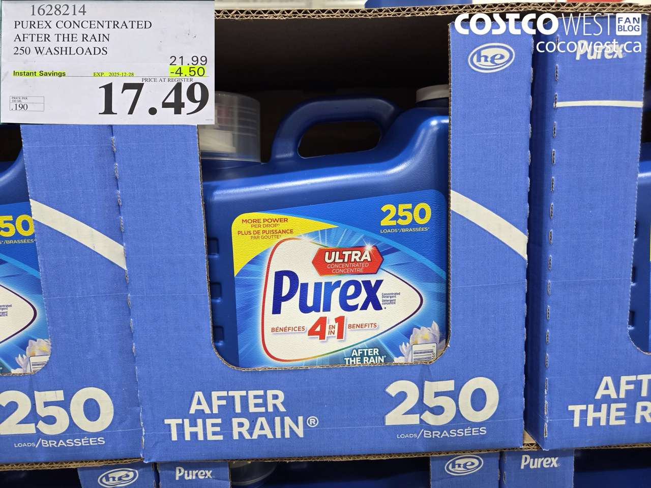 1628214 PUREX CONCENTRATED AFTER THE RAIN 250 WASHLOADS ($4.50 INSTANT SAVINGS EXPIRES ON 2025-12-28) $17.49