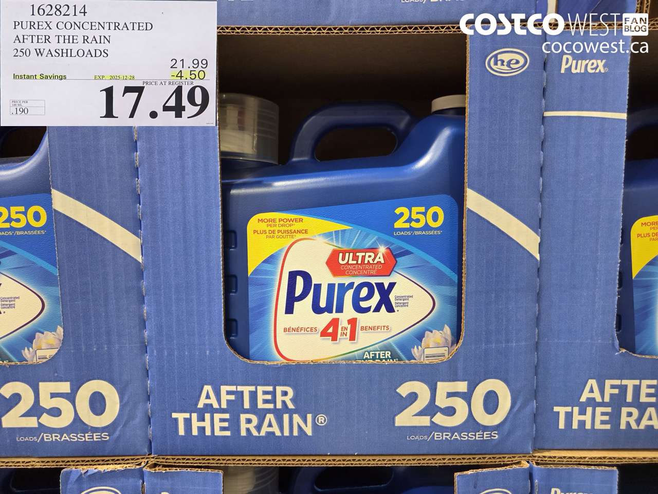 1628214 PUREX CONCENTRATED AFTER THE RAIN 250 WASHLOADS ($4.50 INSTANT SAVINGS EXPIRES ON 2025-12-28) $17.49