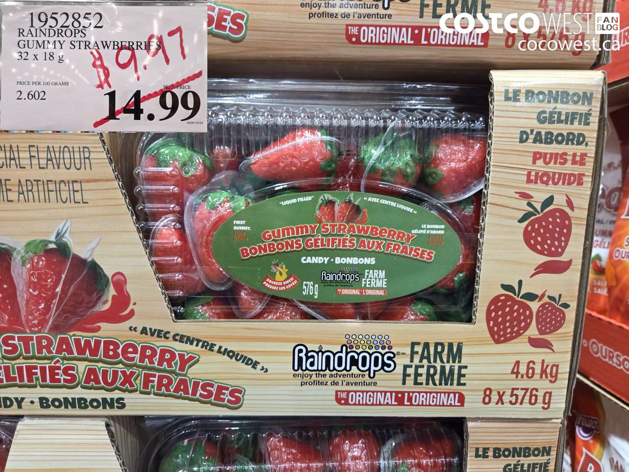 1952852 RAINDROPS GUMMY STRAWBERRIES 32 X 18G $9.97