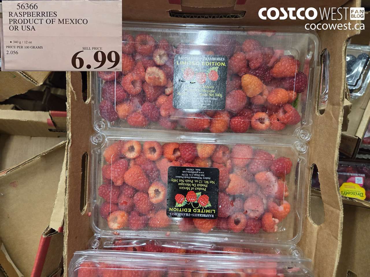 56366 RASPBERRIES PRODUCT OF MEXICO OR USA $6.99