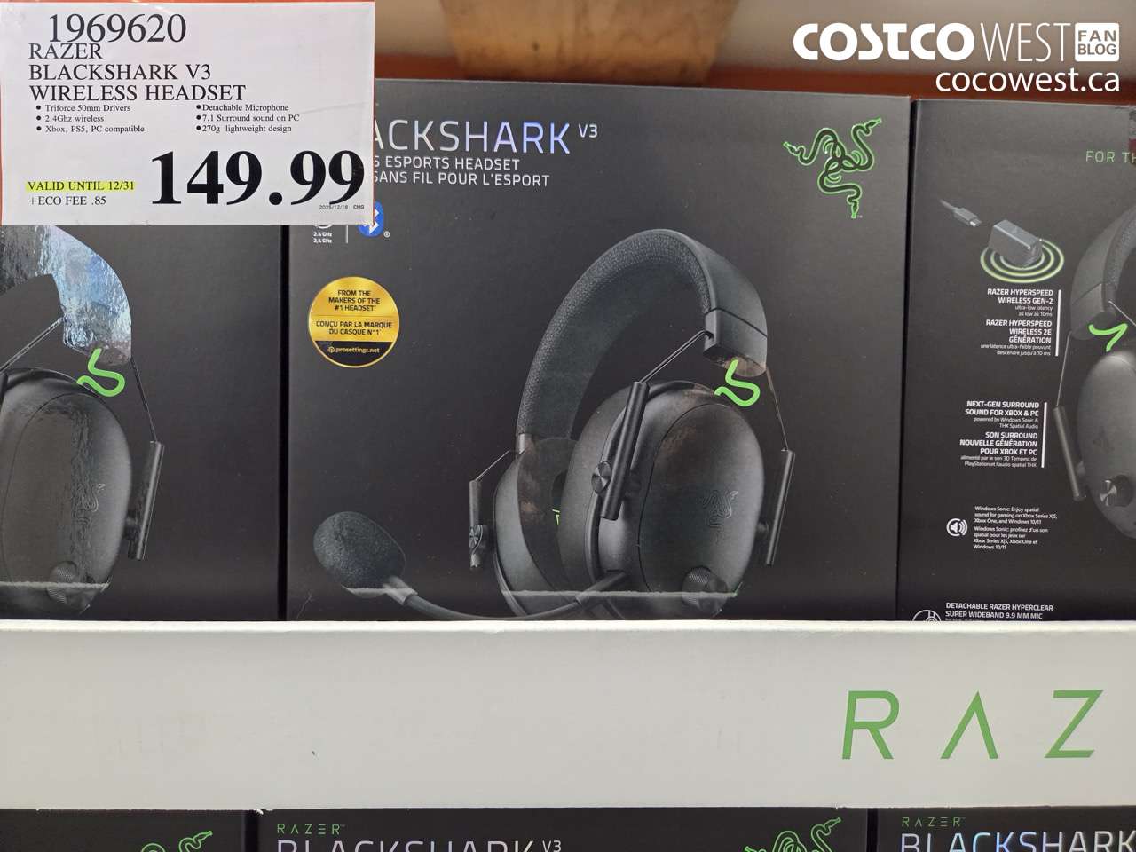 1969620 RAZER BLACKSHARK V3 WIRELESS HEADSET (EXPIRES ON 2025-12-31) $149.99