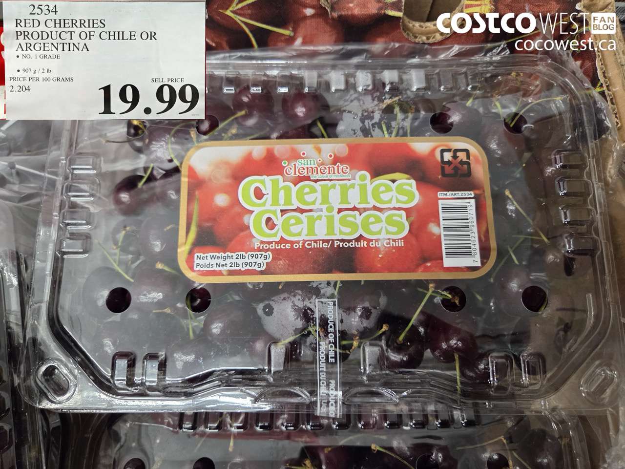 2534 RED CHERRIES PRODUCT OF CHILE OR ARGENTINA $19.99