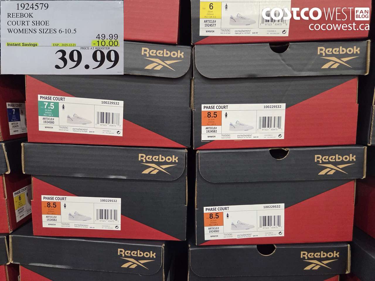 1924579 REEBOK COURT SHOE WOENS SIZES 6-10.5 ($10.00 INSTANT SAVINGS EXPIRES ON 2025-12-21) $39.99
