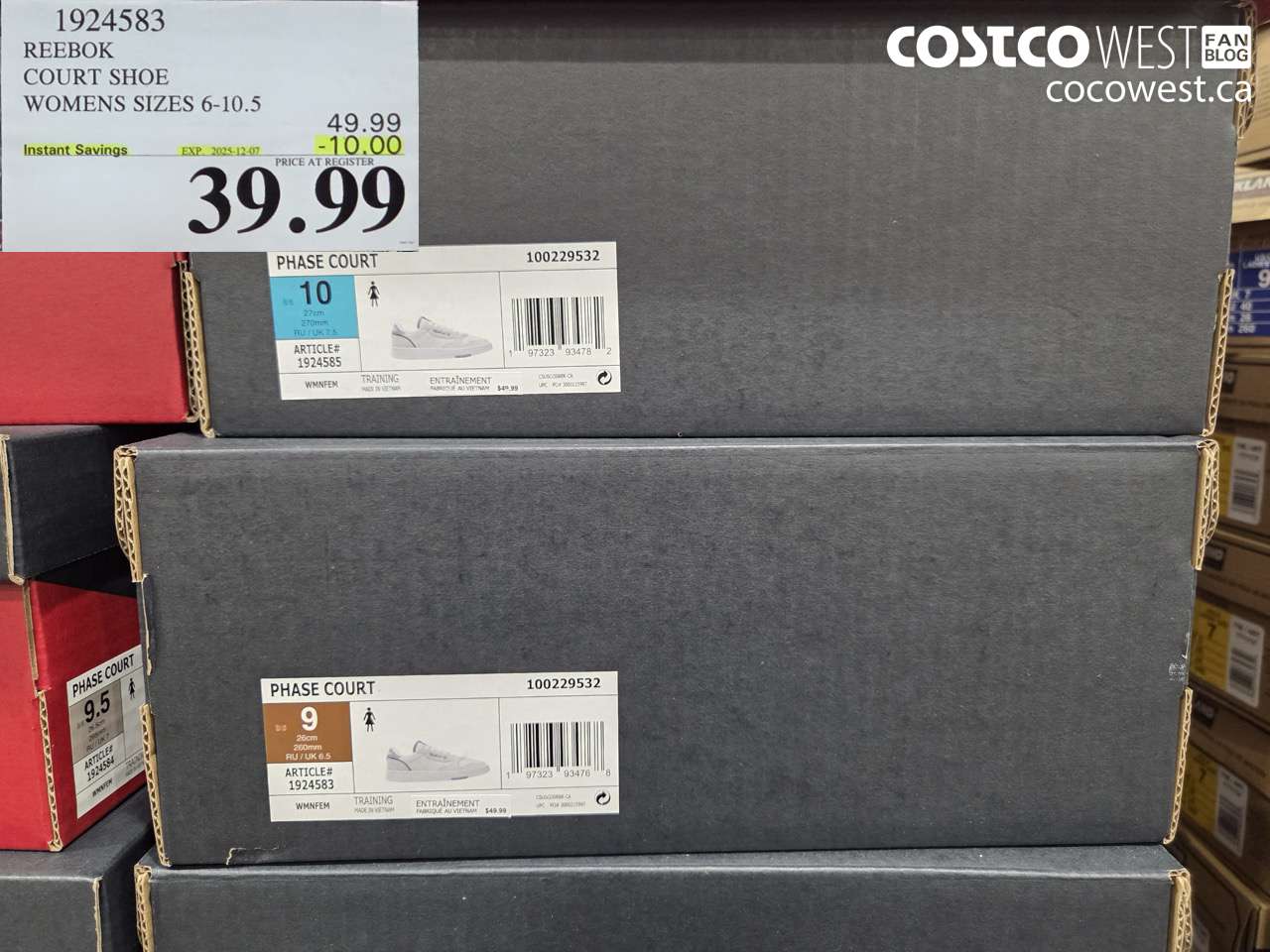 1924583 REEBOK COURT SHOE WOMENS SIZES 6-10.5 ($10.00 INSTANT SAVINGS EXPIRES ON 2025-12-07) $39.99