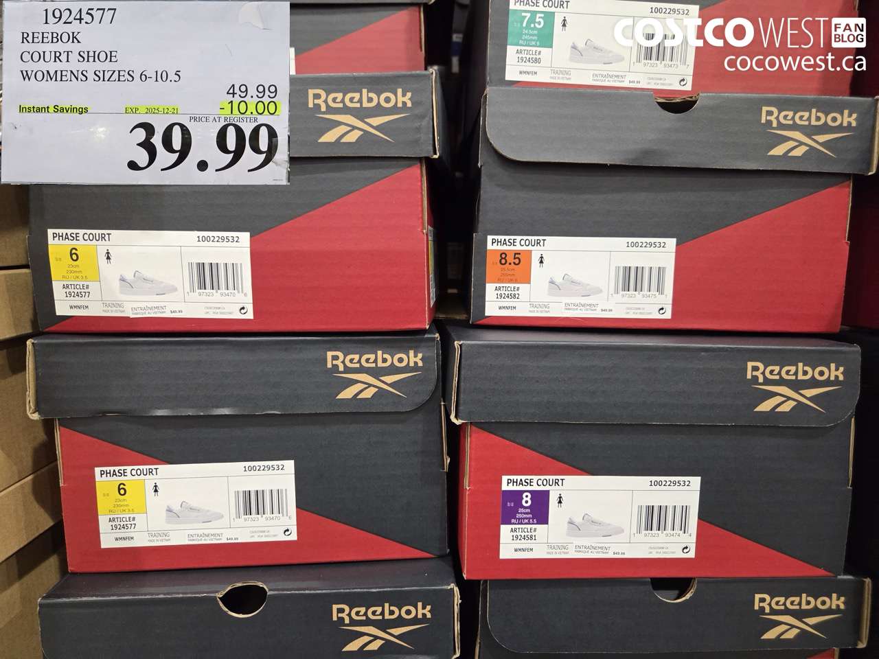 1924577 REEBOK COURT SHOE WOMENS SIZES 6-10.5  ($10.00 INSTANT SAVINGS EXPIRES ON 2025-12-21) $39.99