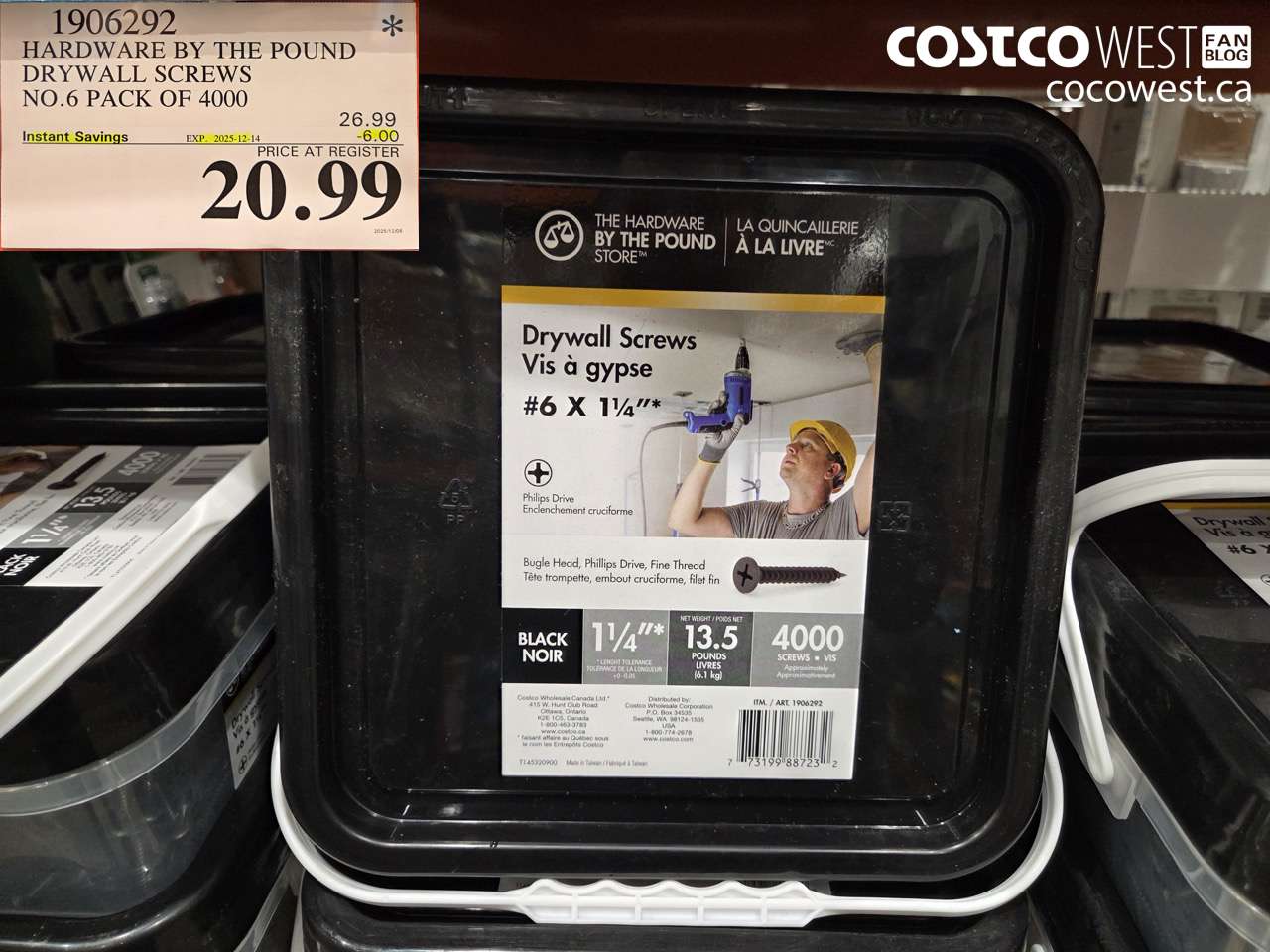 1906292 RICHELIEU DRYWALL SCREWS NO.6 PACK OF 4000 ($6.00 INSTANT SAVINGS EXPIRES ON 2025-12-14) $20.99