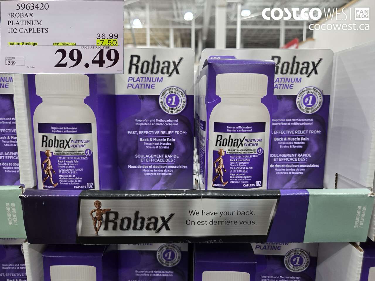 5963420 ROBAX PLATINUM 102 CAPLETS ($7.50 INSTANT SAVINGS EXPIRES ON 2026-01-04) $29.49