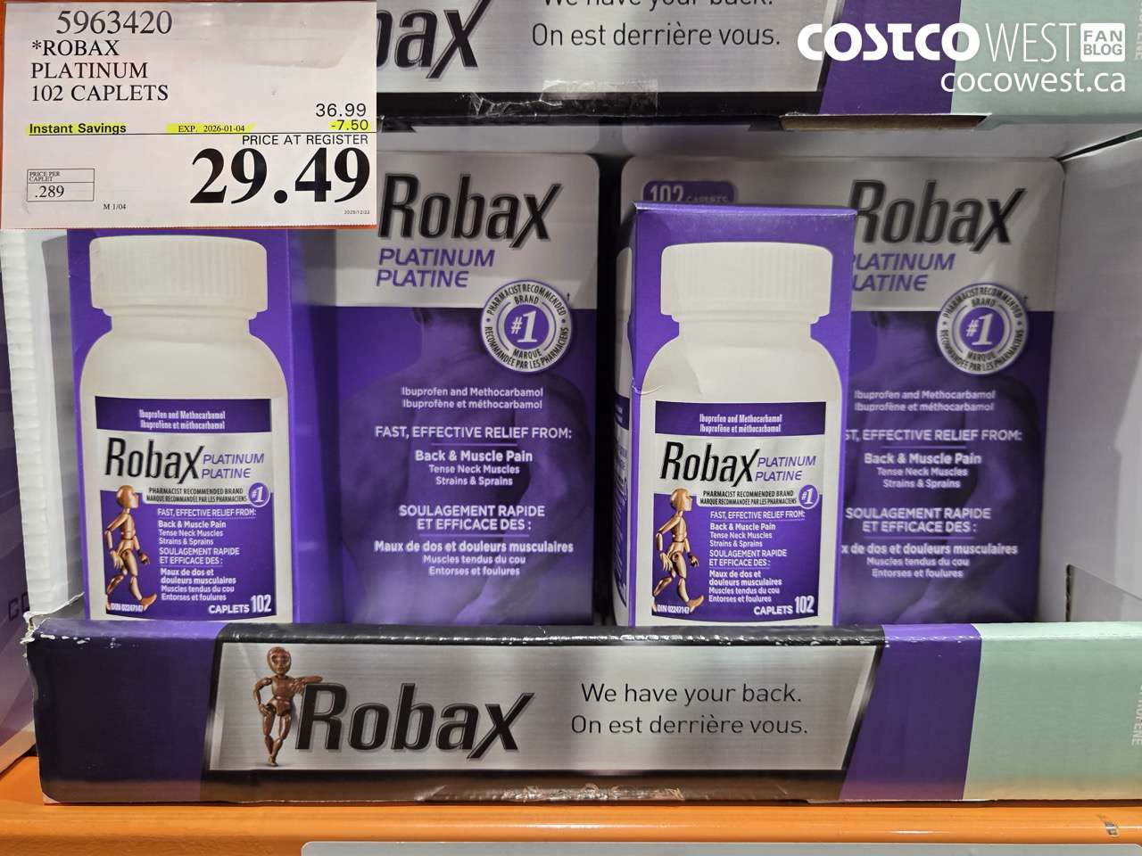 5963420 ROBAX PLATINUM 102 CAPLETS ($7.50 INSTANT SAVINGS EXPIRES ON 2026-01-04) $29.49