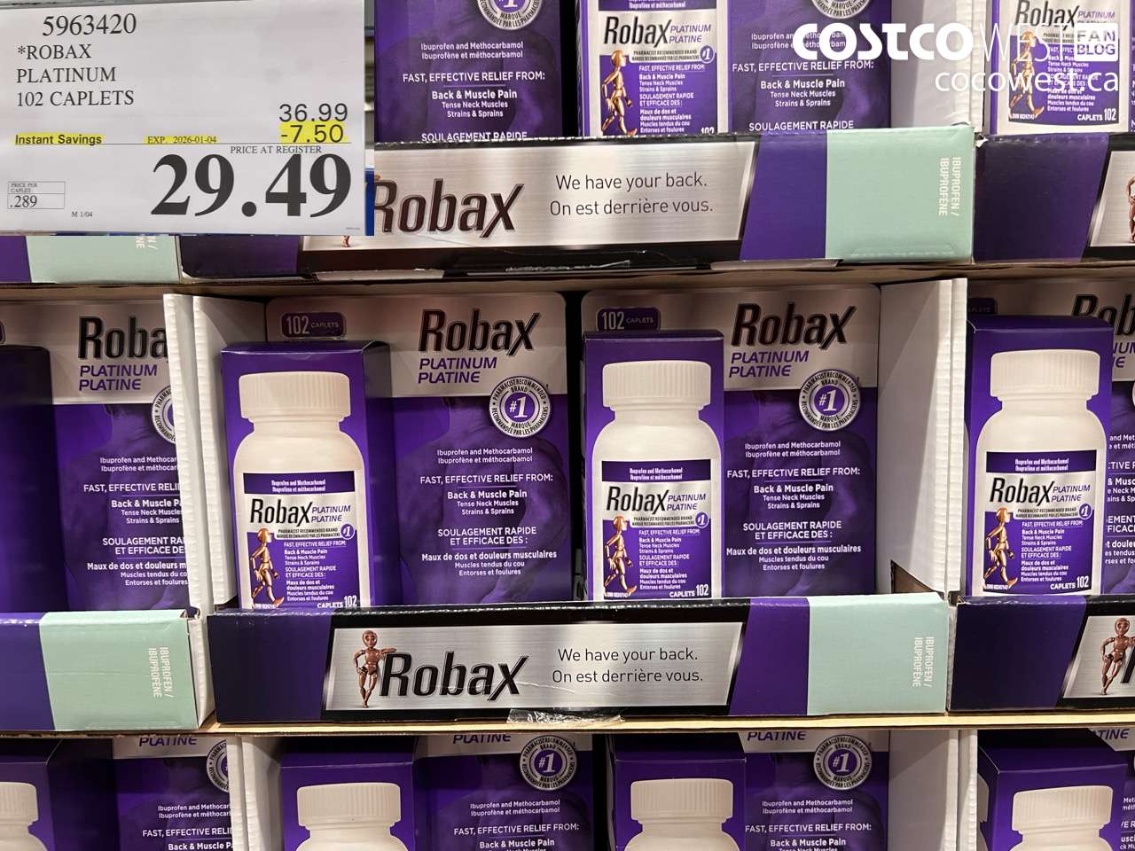5963420 ROBAX PLATINUM 102 CAPLETS ($7.50 INSTANT SAVINGS EXPIRES ON 2026-01-04) $29.49