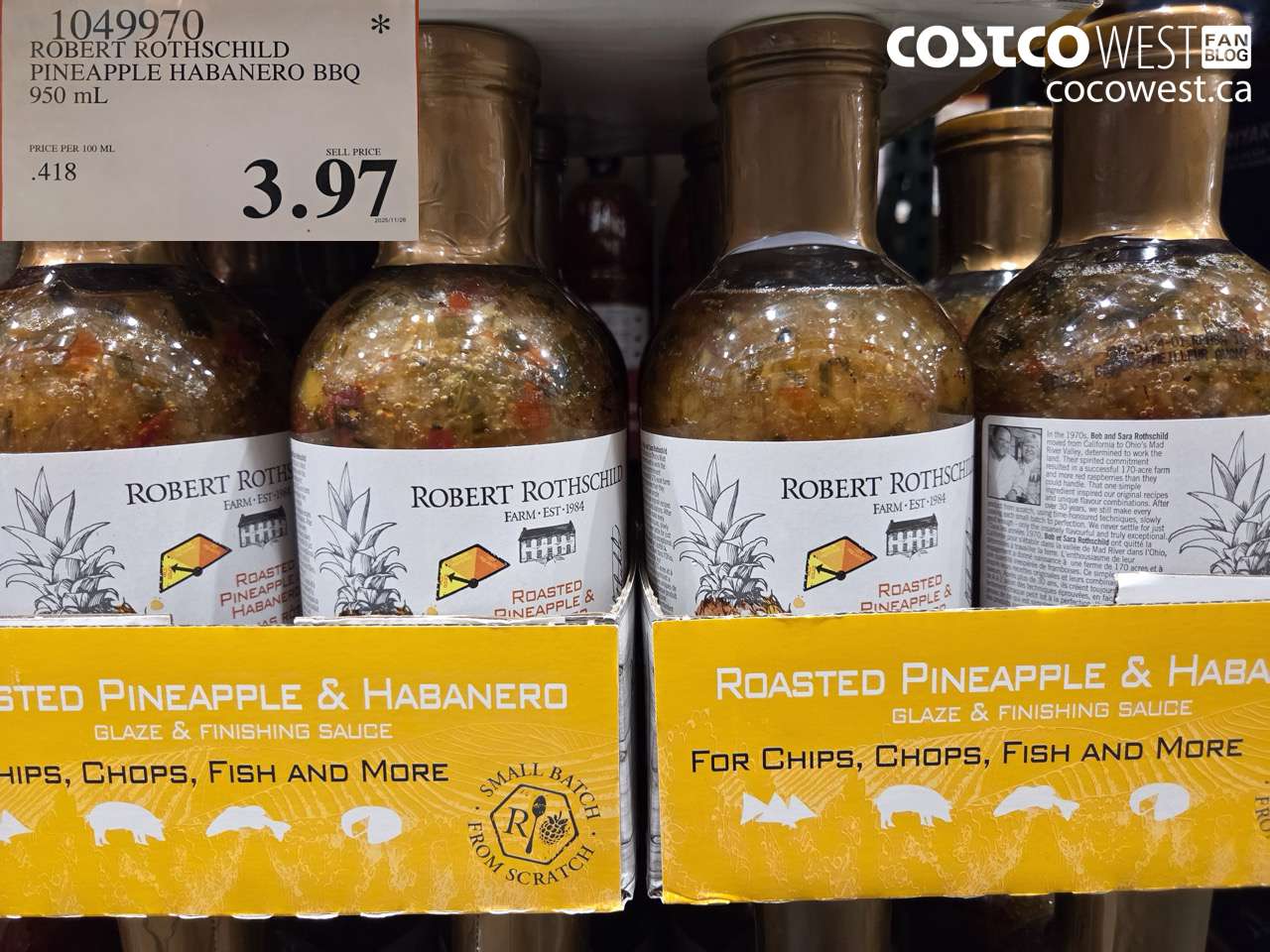 1049970 ROBERT ROTHSCHILD PINEAPPLE HABANERO BBQ 950ML $3.97