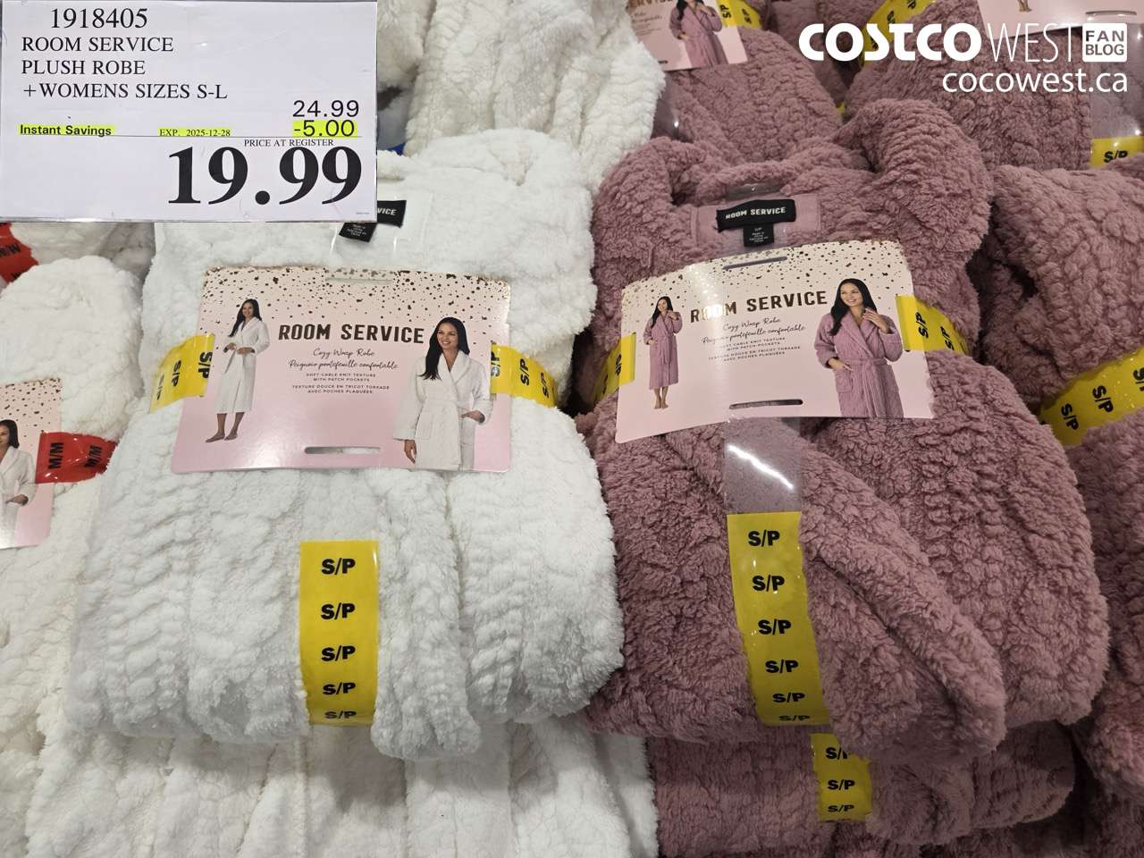 1918405 ROOM SERVICE PLUSH ROBE WOMENS SIZES S-L ($5.00 INSTANT SAVINGS EXPIRES ON 2025-12-28) $19.99