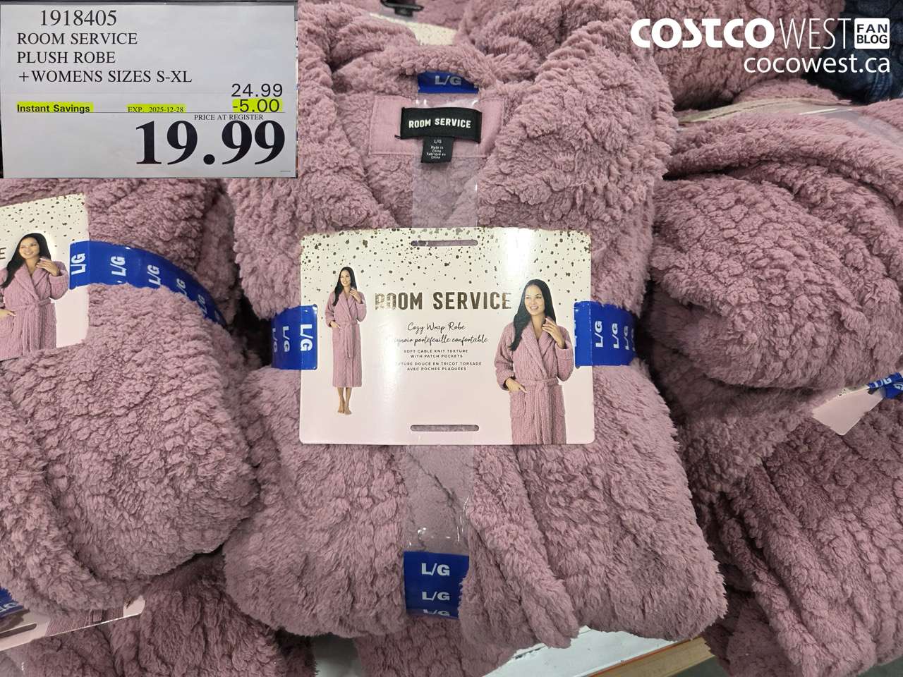 1918405 ROOM SERVICE PLUSH ROBE WOMENS SIZES S-XL ($5.00 INSTANT SAVINGS EXPIRES ON 2025-12-28) $19.99