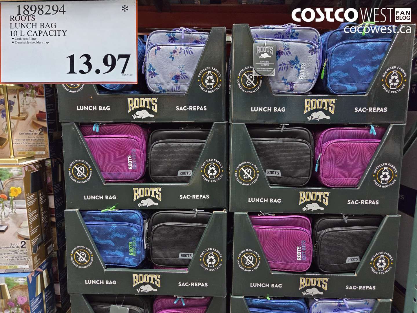 1898294 ROOTS LUNCH BAG 10 L CAPACITY $13.97