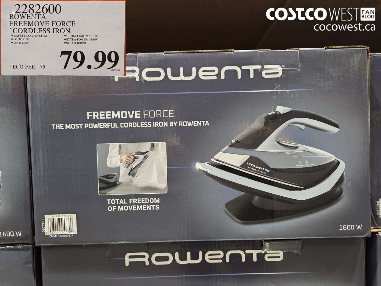 2282600 ROWENTA FREEMOVE FORCE CORDLESS IRON $79.99