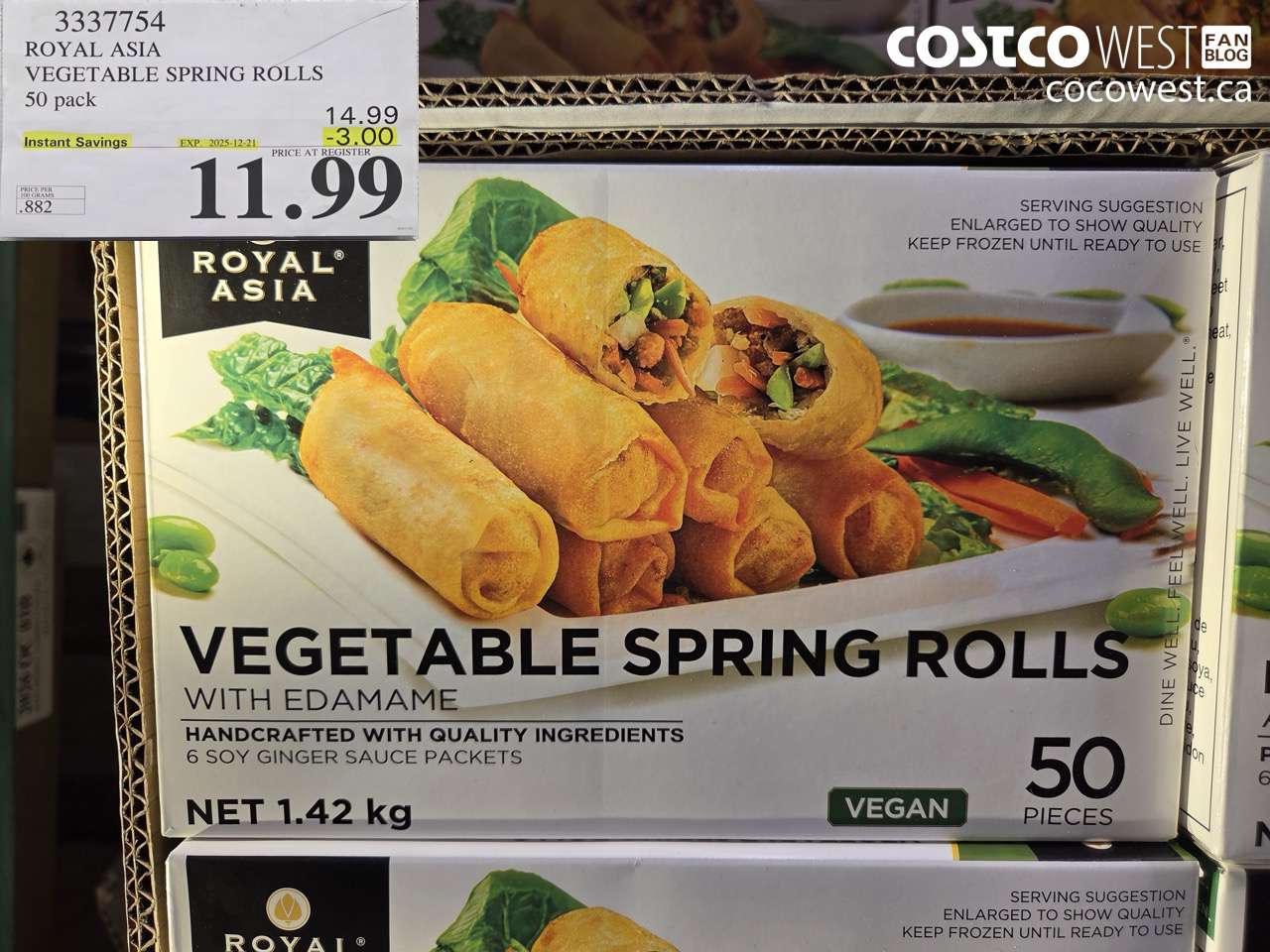 3337754 ROYAL ASIA VEGETABLE SPRING ROLLS 50 PACK ($3.00 INSTANT SAVINGS EXPIRES ON 2025-12-21) $11.99