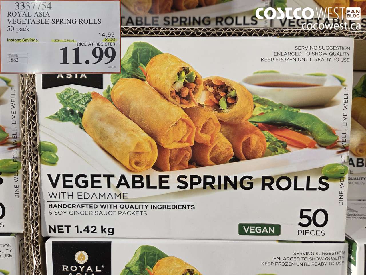 3337754 ROYAL ASIA VEGETABLE SPRING ROLLS 50 PACK ($3.00 INSTANT SAVINGS EXPIRES ON 2025-12-21) $11.99