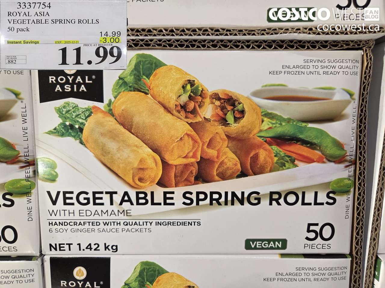 3337754 ROYAL ASIA VEGETABLE SPRING ROLLS 50 PACK ($3.00 INSTANT SAVINGS EXPIRES ON 2025-12-21) $11.99