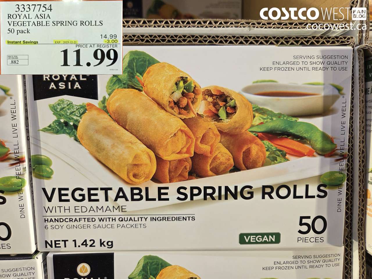 3337754 ROYAL ASIA VEGETABLE SPRING ROLLS 50 PACK ($3.00 INSTANT SAVINGS EXPIRES ON 2025-12-21) $11.99
