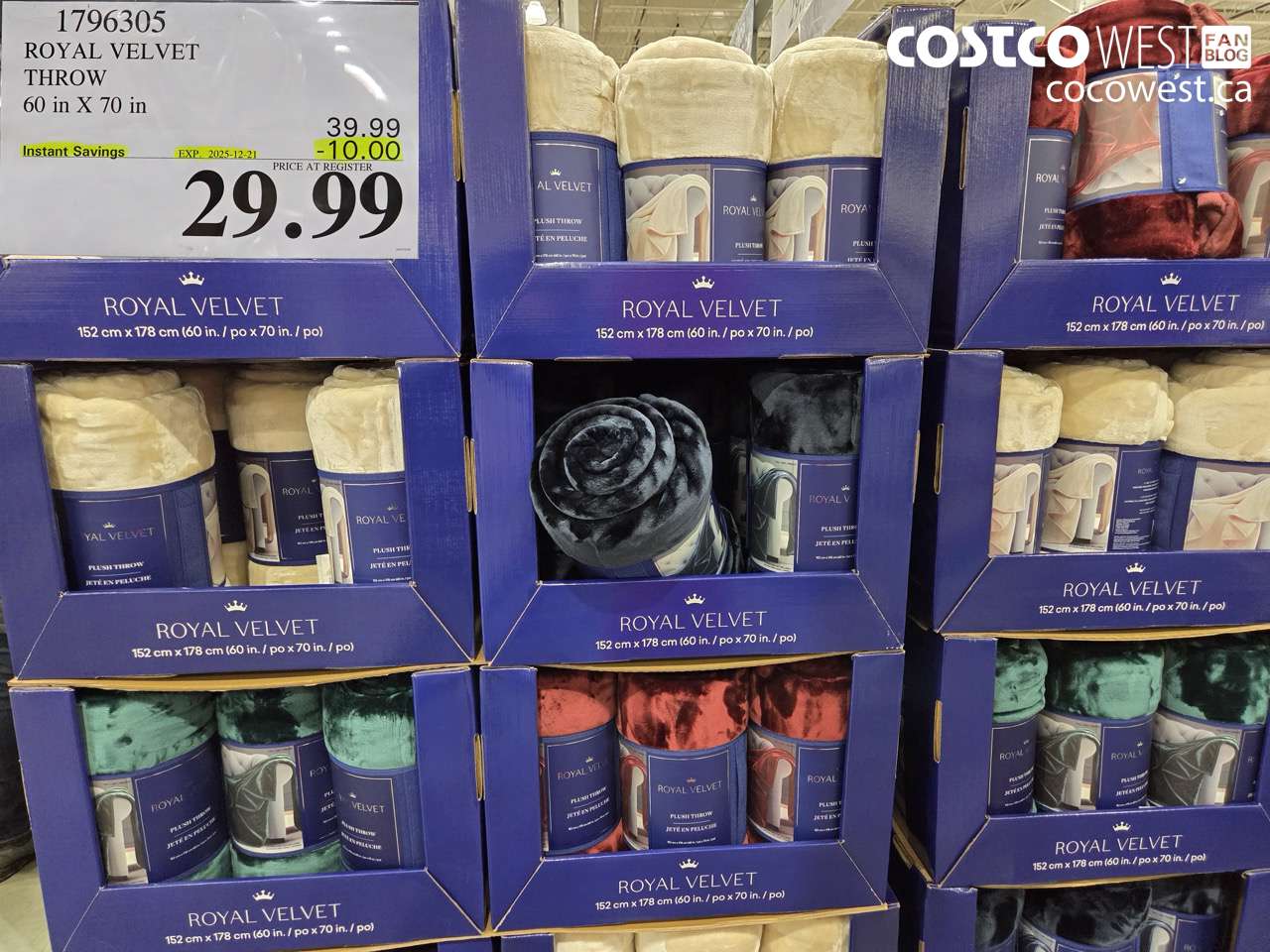 1796305 ROYAL VELVET THROW 60 IN X 70 IN ($10.00 INSTANT SAVINGS EXPIRES ON 2025-12-21) $29.99