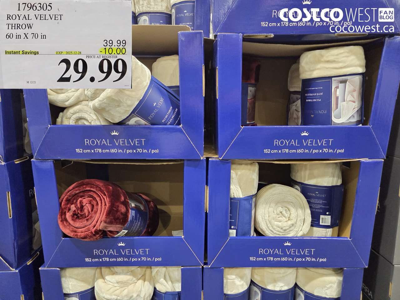 1796305 ROYAL VELVET THROW 60 IN X 70 IN ($10.00 INSTANT SAVINGS EXPIRES ON 2025-12-28) $29.99