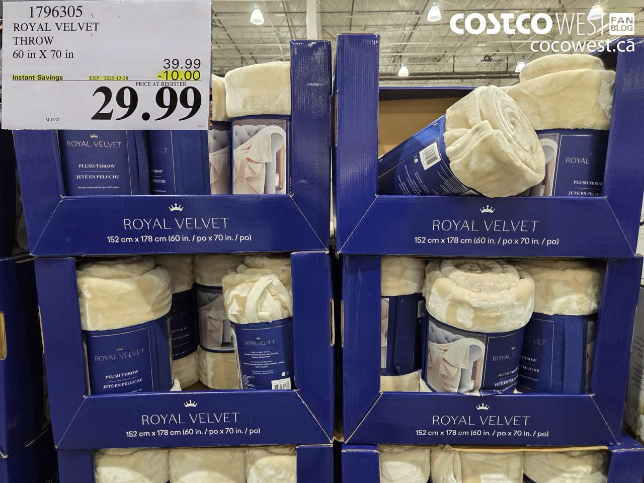 1796305 ROYAL VELVET THROW 60 IN X 70 IN ($10.00 INSTANT SAVINGS EXPIRES ON 2025-12-28) $29.99