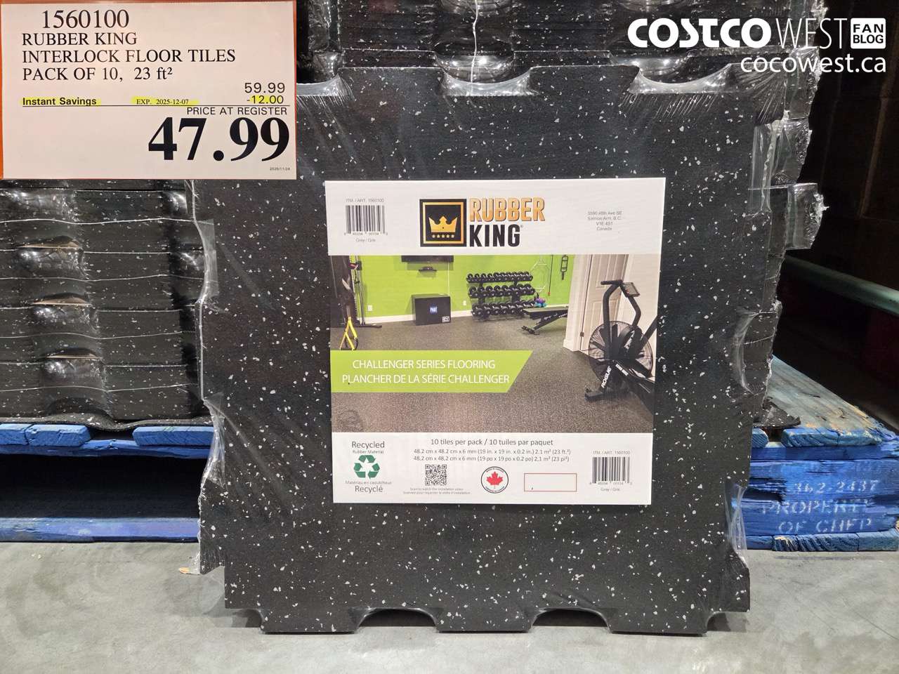 1560100 RUBBER KING INTERLOCK FLOOR TILES PACK OF 10 23FT2 ($12.00 INSTANT SAVINGS EXPIRES ON 2025-12-07) $47.99