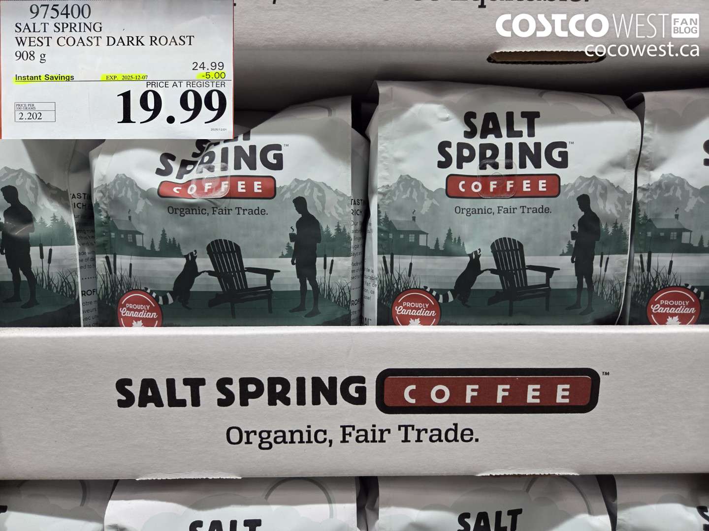 975400 SALT SPRING WEST COAST DARK ROAST 908 G ($5.00 INSTANT SAVINGS EXPIRES ON 2025-12-07) $19.99