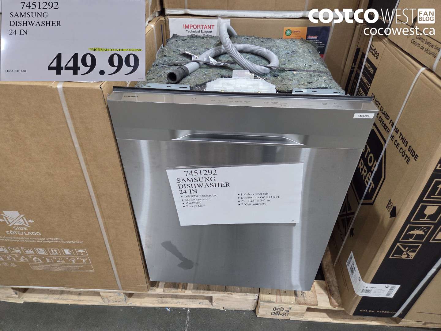 7451292 SAMSUNG DISHWASHER 24IN  ($50.00 INSTANT SAVINGS EXPIRES ON 2025-12-03) $449.99