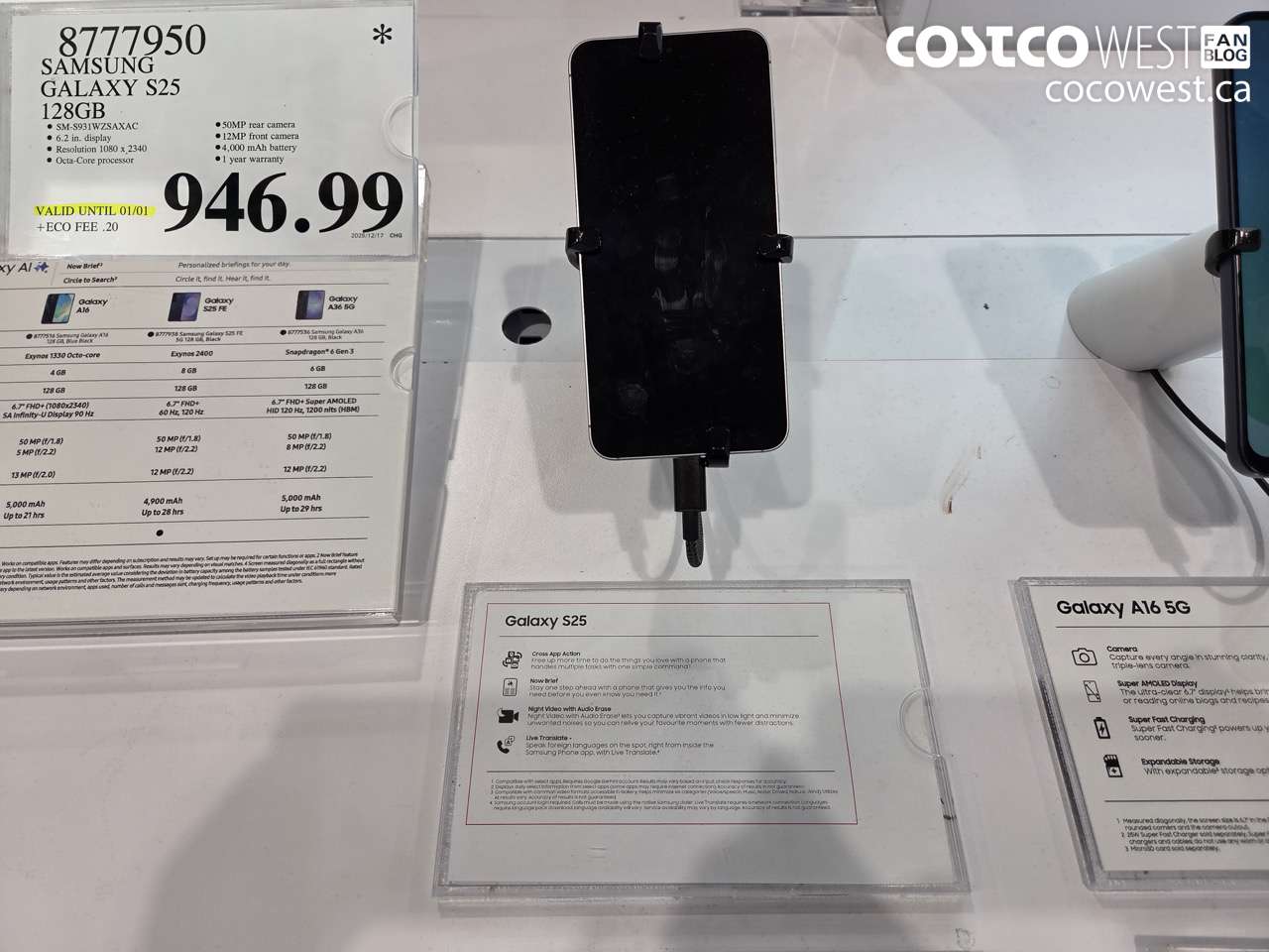 8777950 SAMSUNG GALAXY S25 128GB (EXPIRES ON 2026-01-01) $946.99