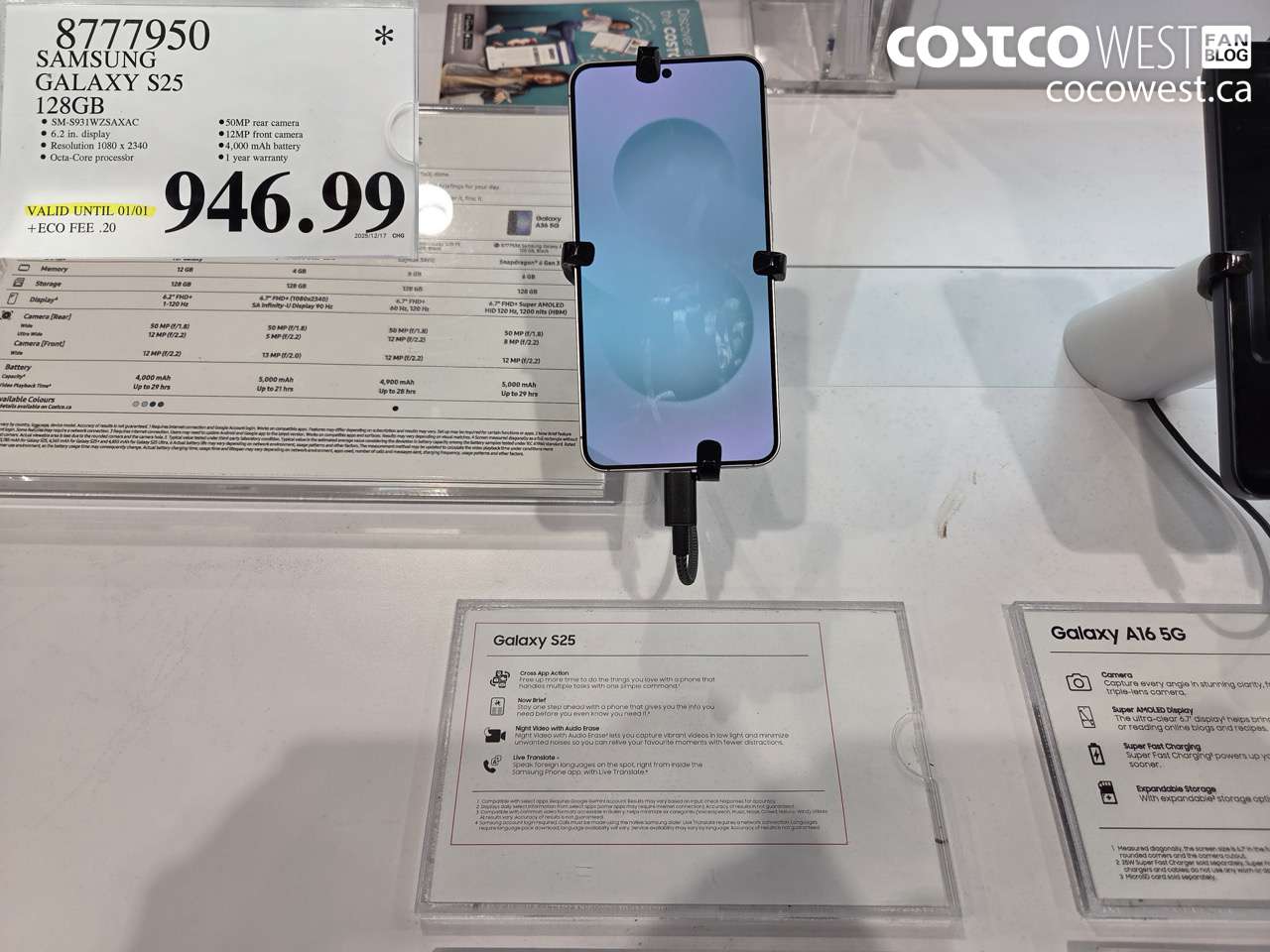 8777950 SAMSUNG GALAXY S25 128GB (EXPIRES ON 2026-01-01) $946.99