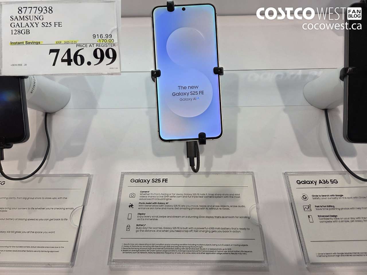 8777938 SAMSUNG GALAXY S25 FE 128GB ($170.00 INSTANT SAVINGS EXPIRES ON 2025-12-21) $746.99