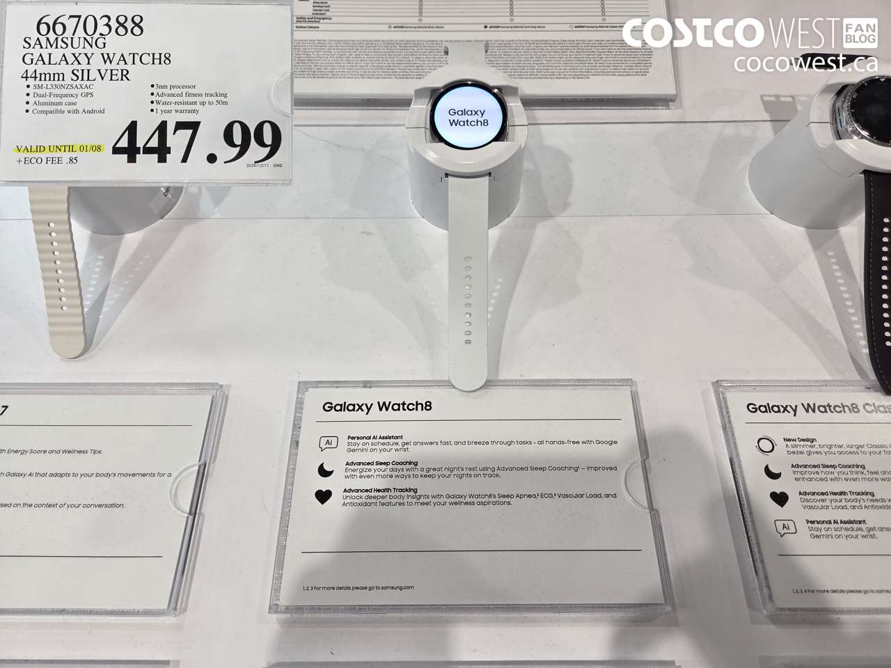 6670388 SAMSUNG GALAXY WATCH8 44MM SILVER (EXPIRES ON 2026-01-08) $447.99