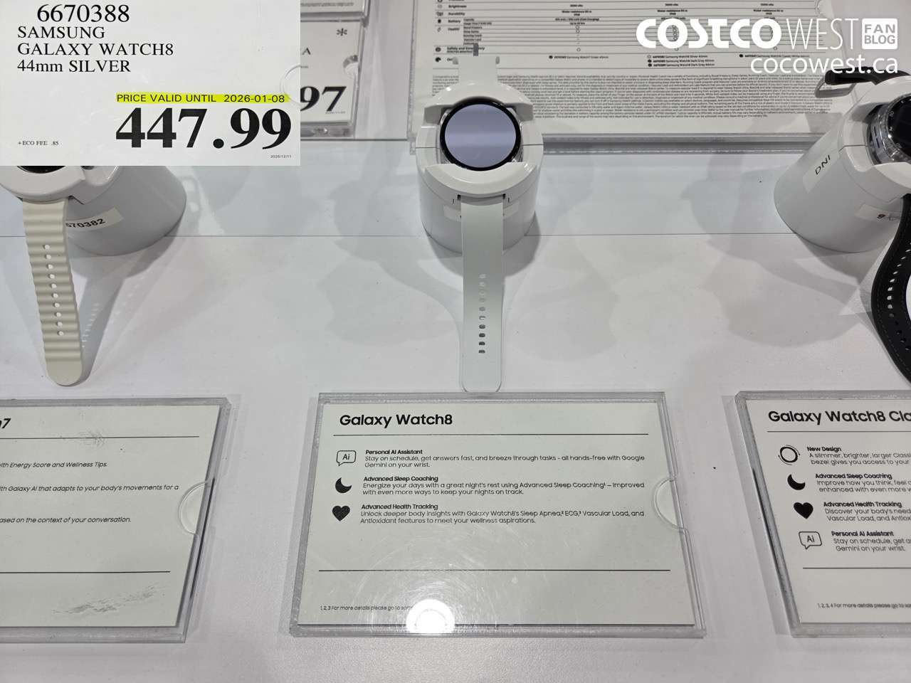 6670388 SAMSUNG GALAXY WATCH8 44MM SILVER (EXPIRES ON 2026-01-08) $447.99