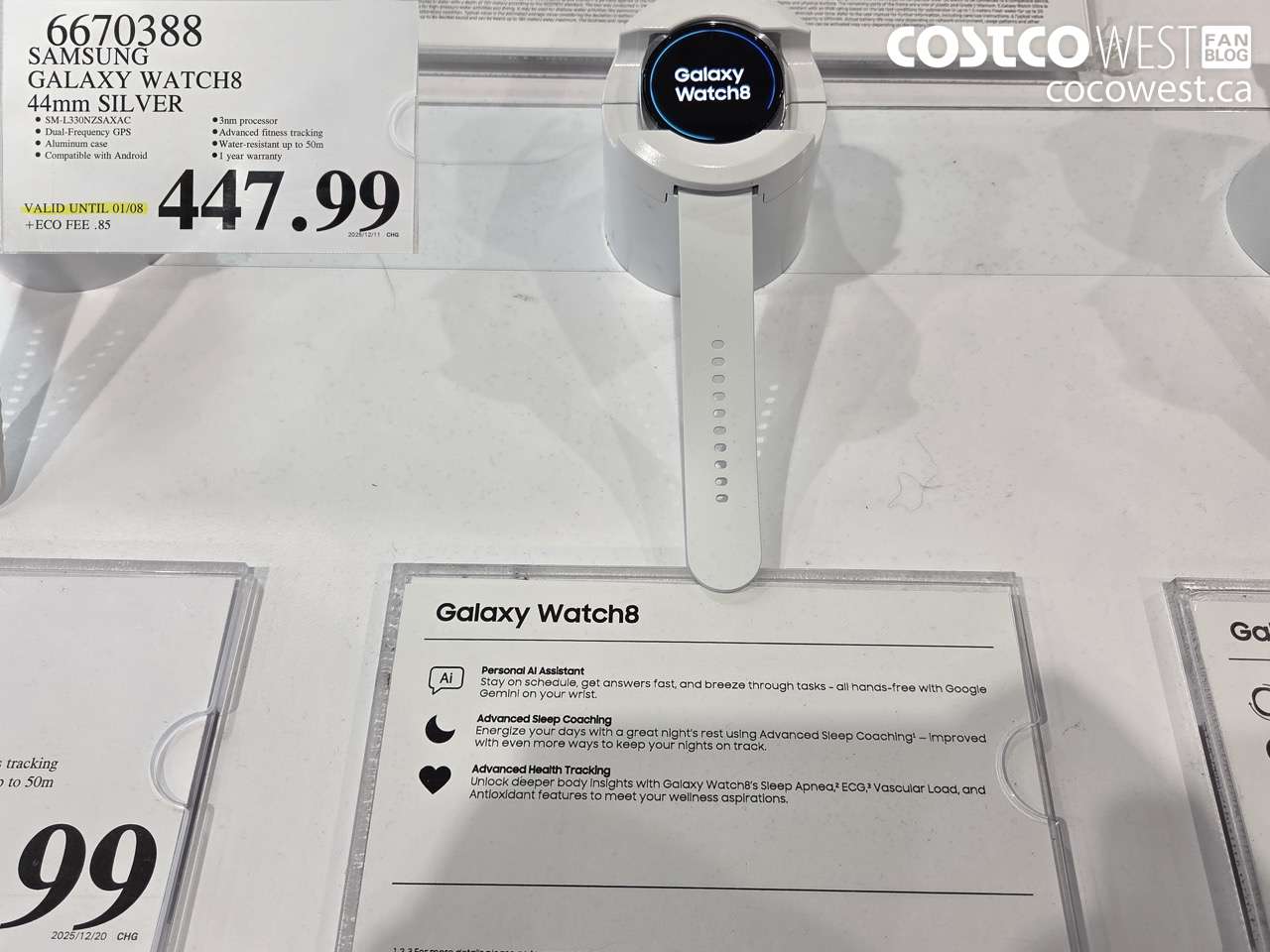 6670388 SAMSUNG GALAXY WATCH8 44MM SILVER (EXPIRES ON 2026-01-08) $447.99