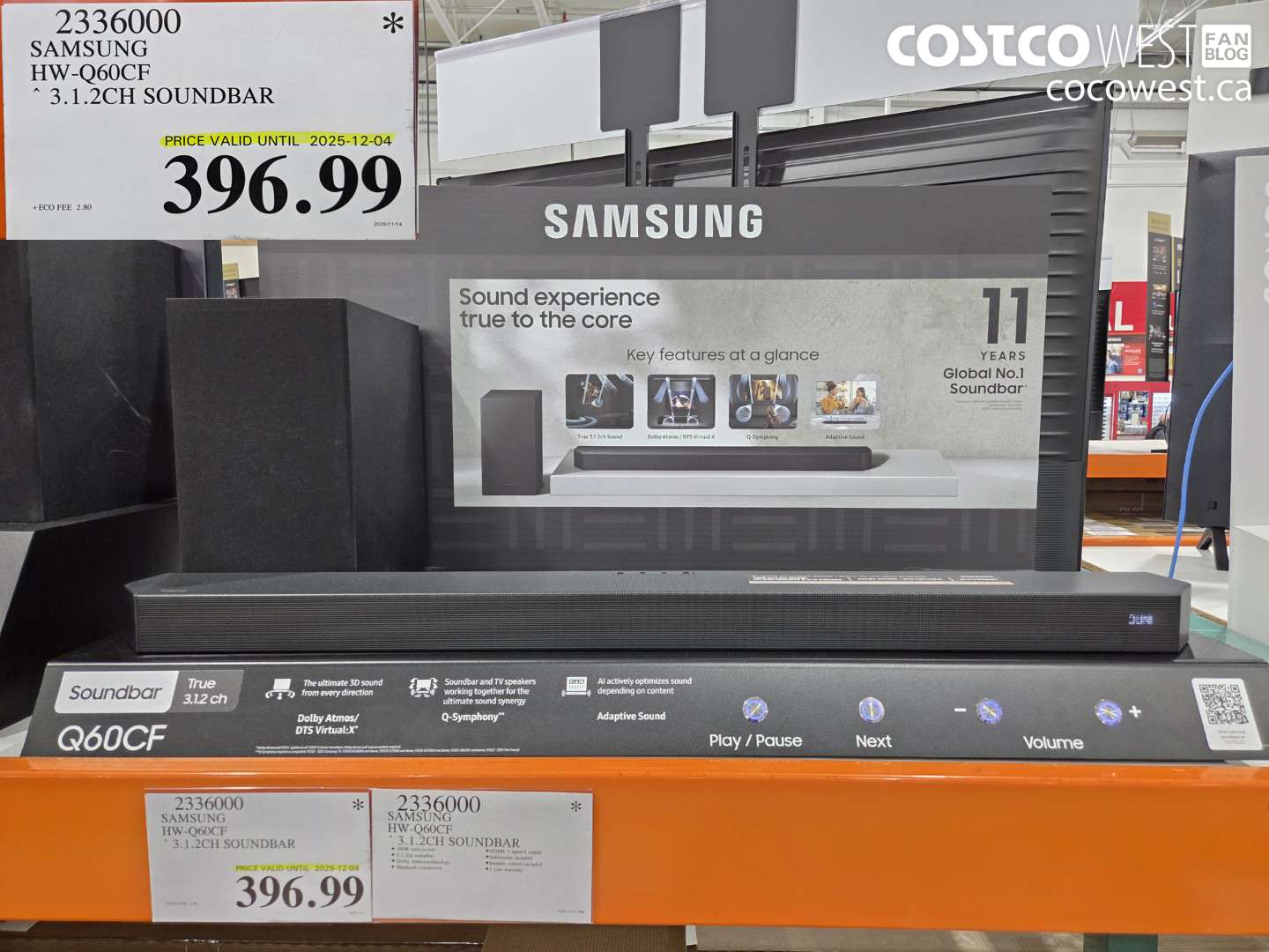 2336000 SAMSUNG HW-Q60CF 3.1.2CH SOUNDBAR ($100.00 INSTANT SAVINGS EXPIRES ON 2025-12-04) $396.99