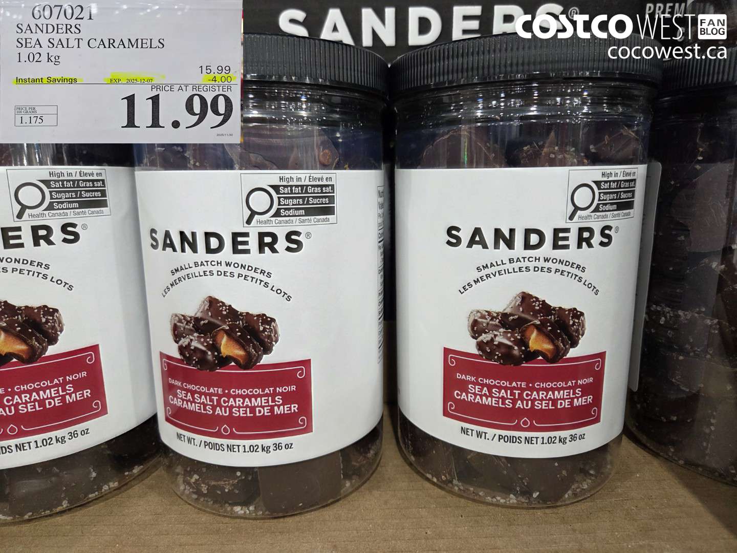 607021 SANDERS SEA SALT CARAMELS 36 OZ ($4.00 INSTANT SAVINGS EXPIRES ON 2025-12-07) $11.99
