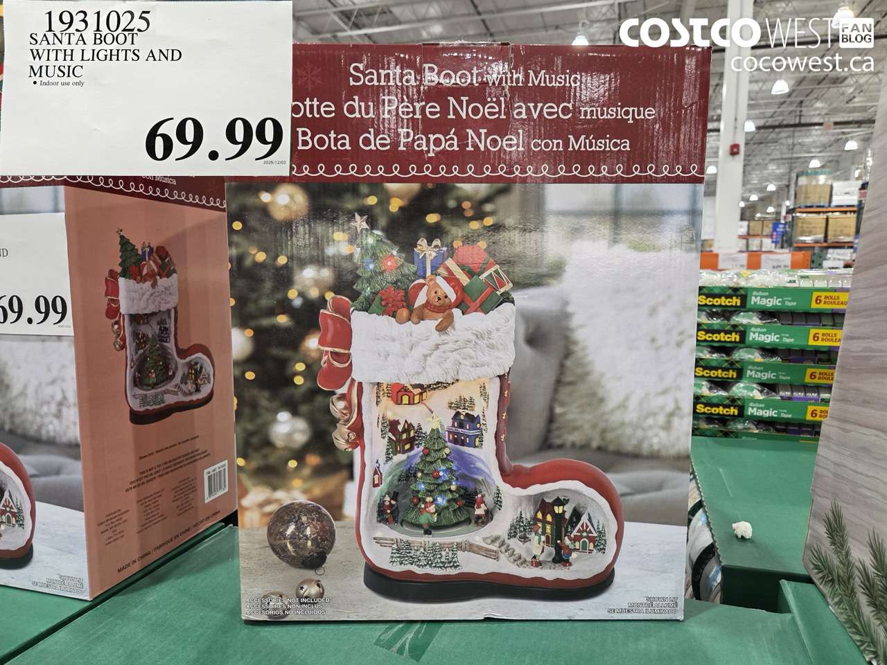 1931025 SANTA BOOT WITH LIGHTS AND MUSIC $69.99