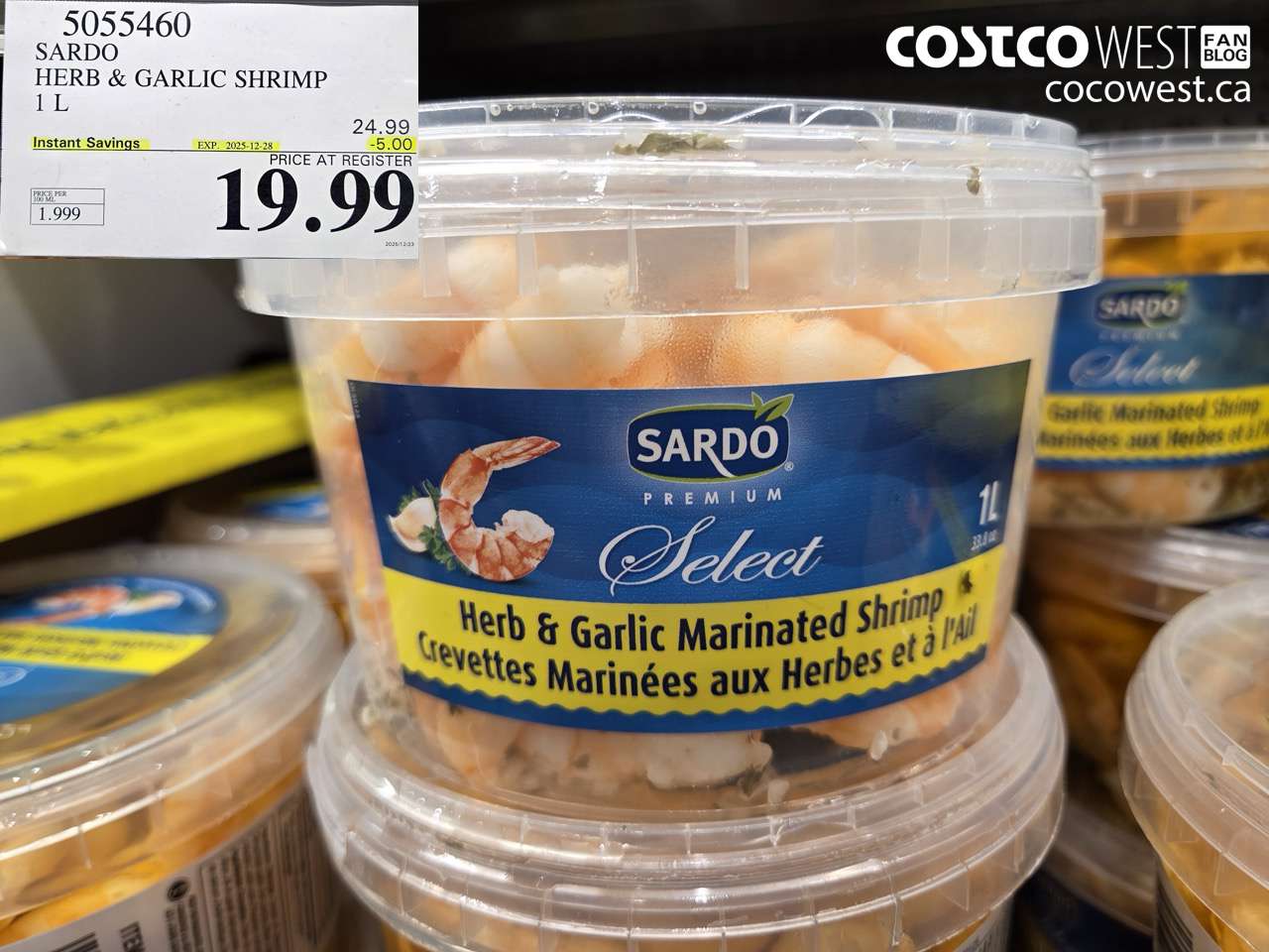 5055460 SARDO HERB & GARLIC SHRIMP 1L ($5.00 INSTANT SAVINGS EXPIRES ON 2025-12-28) $19.99